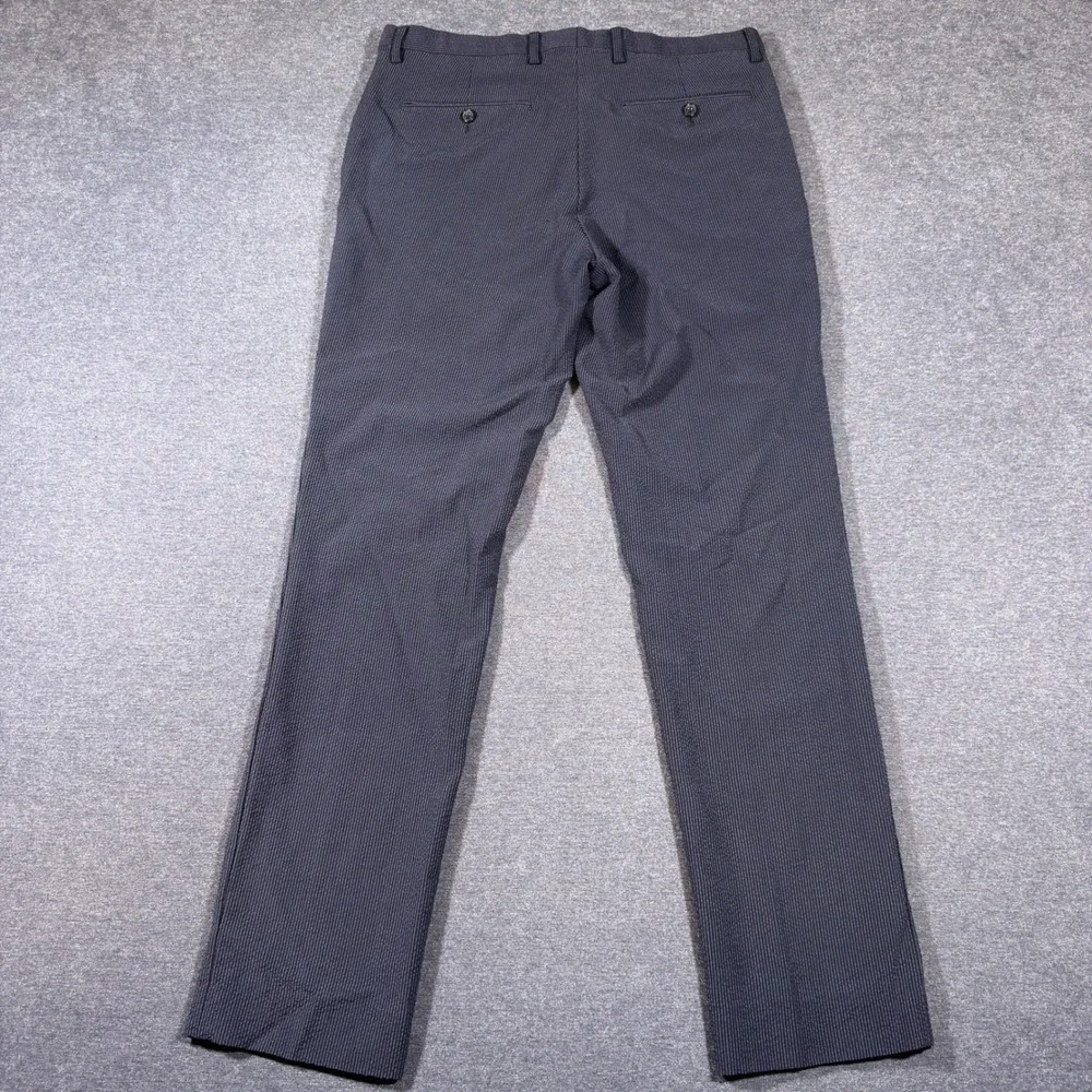 Banana‎ Republic Dress Pants Men 31x30 Blue Seersucker Wool Silk Slim Fit Summer
